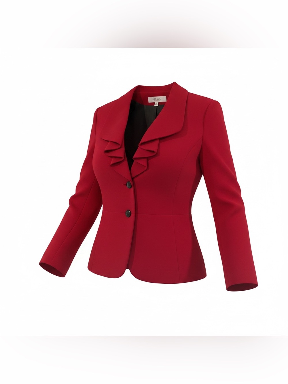 Jones Studio Ruffle-Trim Red Blazer - Picture 2 of 10